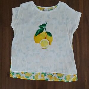 STYLUS Lemon Graphic Womens Short Sleeve Tee - Size XL
